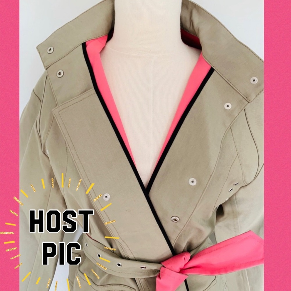 Front Row Shop Khaki/Pink Trench Coat Women M NWT